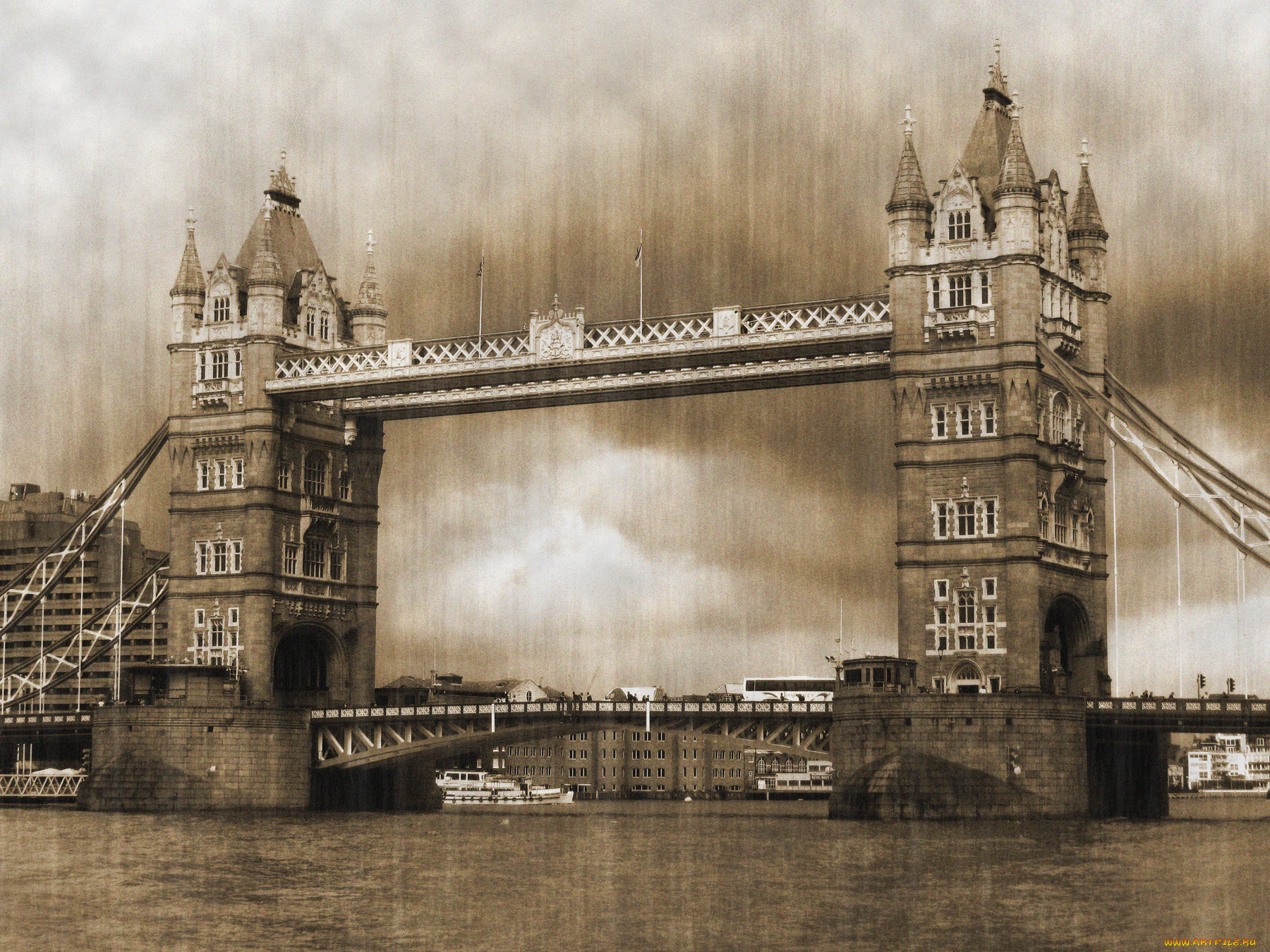 Тауэрский мост Лондон чб